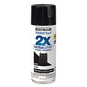 Rust-Oleum Painter's Touch 2X Ultra Cover Spray Paint, Gloss Black, 12 oz Aerosol Can, 6/Carton (334026)