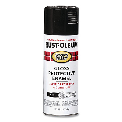 Rust-Oleum Stops Rust Spray Paint, Gloss Black, 12 oz Aerosol Can, 6/Carton (7779830)