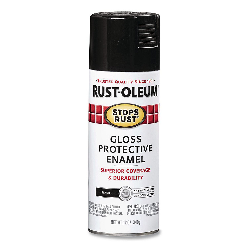 Rust-Oleum Stops Rust Spray Paint, Gloss Black, 12 oz Aerosol Can, 6/Carton (7779830)