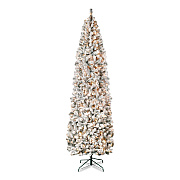 National Tree Company Pre-Lit Acacia Flocked Slim Tree, 35" x 35" x 108", Green Tree, Green Tree Stand (AC10030090F)