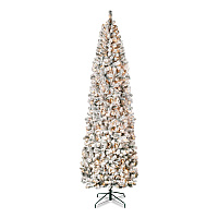 National Tree Company Pre-Lit Acacia Flocked Slim Tree, 35" x 35" x 108", Green Tree, Green Tree Stand (AC10030090F)