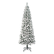 National Tree Company Acacia Medium Flocked Tree, 34" x 34" x 88.5" Green Tree, Green Tree Stand (AC10050275F)
