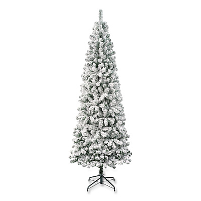 National Tree Company Acacia Medium Flocked Tree, 34" x 34" x 88.5" Green Tree, Green Tree Stand (AC10050275F)