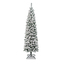 National Tree Company Acacia Pencil Slim Flocked Tree, 26" x 26" x 88.5", Green Tree, Green Tree Stand (AC10050475F)