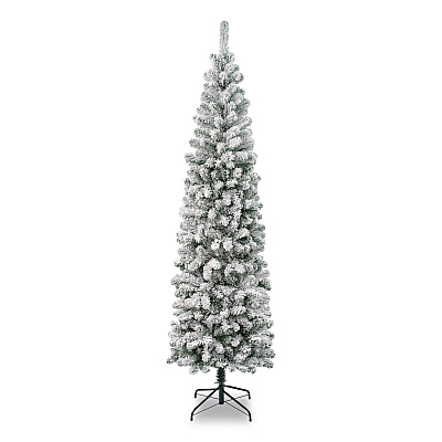 National Tree Company Acacia Pencil Slim Flocked Tree, 26" x 26" x 88.5", Green Tree, Green Tree Stand (AC10050475F)