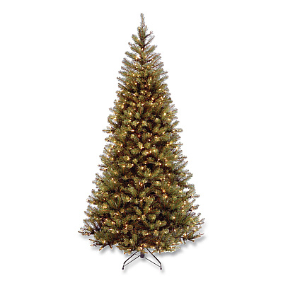 National Tree Company Pre-Lit Aspen Spruce Slim Tree, 38" x 38" x 72", Green Tree, Green Tree Stand (AP730060)