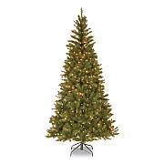 National Tree Company Pre-Lit Aspen Spruce Slim Tree, 42" x 42" x 78", Green Tree, Green Tree Stand (AP730065)