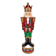 National Tree Company Nutcracker Christmas Decor, AC Powered, Blue/Green/Red/Yellow LED Lights, 10" x 11.37" x 36.5", Red (BG18492AR1)