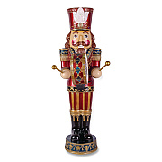 National Tree Company Animated Nutcracker, AC Powered, Blue/Green/Red/Yellow LED Lights, 22.25" x 18" x 58.5", Red (BG20587A)