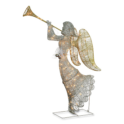 National Tree Company Silver Angel Decor, AC Powered, Cool White LED Lights, 24" x 30 "x 48", Silver (DF070005U)
