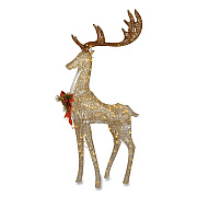 National Tree Company Pre-Lit Crystal Champagne Standing Buck, AC Powered, Warm White LED Lights, 9" x 26" x 55", Assorted Colors (DF120005U)
