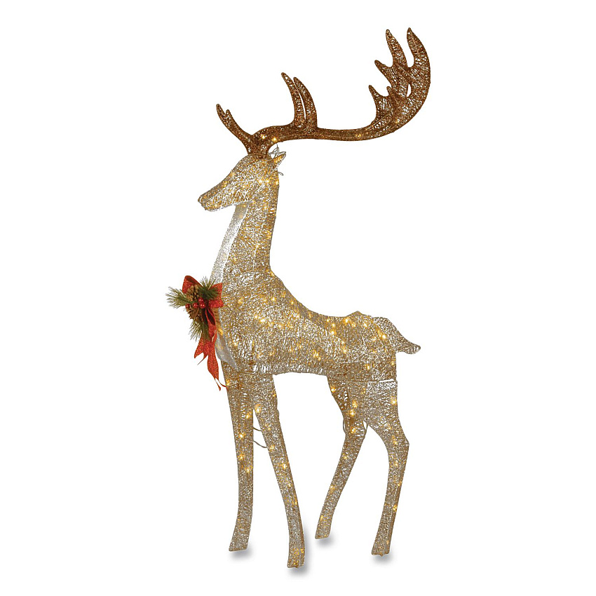 National Tree Company Pre-Lit Crystal Champagne Standing Buck, AC Powered, Warm White LED Lights, 9" x 26" x 55", Assorted Colors (DF120005U)
