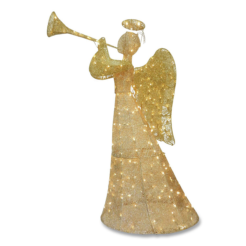 National Tree Company Champagne Angel Decoration, AC Powered, Warm White LED Lights, 18" x 33" x 60", Champagne (DF210004C)