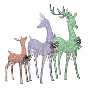National Tree Company Mesh Glittered Deer Family, AC Powered, Blue/Green/Red/Yellow LED Lights, 27" x 8.5" x 60", White (DF340001LR)