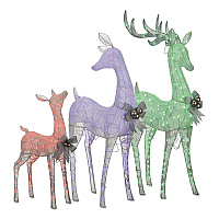 National Tree Company Mesh Glittered Deer Family, AC Powered, Blue/Green/Red/Yellow LED Lights, 27" x 8.5" x 60", White (DF340001LR)