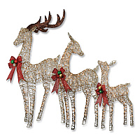 National Tree Company Champagne Glitter Deer Family, AC Powered, Warm White LED Lights, 27" x 8.5" x 60", Champagne (DF370001U)