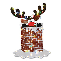 National Tree Company Pre-Lit Reindeer Stuck in Chimney Decoration, AC Powered, Blue/Green/Red/Yellow LED Lights, 12" x 33" x 47", Red (DF21070015L)
