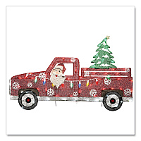 National Tree Company Pre-Lit Santa in Red Truck, AC Powered, Blue/Green/Red/Yellow LED Lights, 11" x 46" x 27", Red (DF21070018L)
