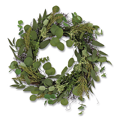 National Tree Company Eucalyptus and Baby's Breath Spring Wreath, 22" Diameter x 5" h, Green (DL8765F22213)