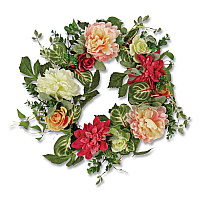 National Tree Company Mixed Garden Flowers Spring Wreath, 22" Diameter x 5"h, Pink (DL8765F22217)