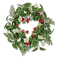 National Tree Company Petunia and Strawberry Wreath,  22" Diameter x 5"h, White (DS69S21G9324)