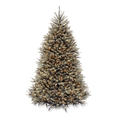 National Tree Company Pre-Lit Dunhill Fir Blue Spruce Tree, 59" x 59" x 90", Blue Tree, Green Tree Stand (DUBH75LO)