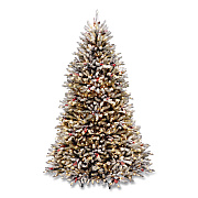 National Tree Company Pre-Lit Dunhill Fir Snowy Tree, 55" x 55" x 84", Green Tree, Green Tree Stand (DUF30070)