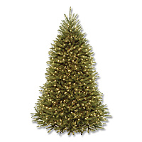 National Tree Company Pre-Lit Dunhill Fir Tree with PowerConnect, Dual Color Lights, 52" x 52" x 84", Green Tree, Green Tree Stand (DUH3D3070)