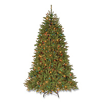 National Tree Company Pre-Lit Dunhill Fir Tree, 59" x 59" x 90", Green Tree, Green Tree Stand (DUH75RLO)
