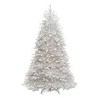 National Tree Company Pre-Lit Dunhill Fir White Tree, 59" x 59" x 90", White Tree, White Tree Stand (DUWH75LO)