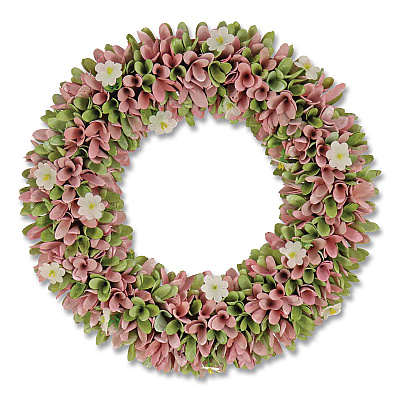 National Tree Company Spring Pink Floral Wreath, 18" x 18" x 3.93", Pink (EG79C0055181)