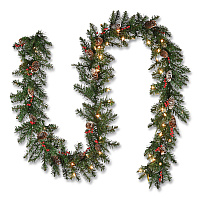 National Tree Company Pre-Lit Glittery Mountain Spruce Garland, AC Powered, Clear Incandescent Lights, 108" Long, Green (GLM13009A1)