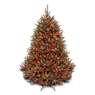 National Tree Company Pre-Lit Natural Fraser Fir Tree, 60" x 60" x 90", Green Tree, Green Tree Stand (NAFFMH175RLO)