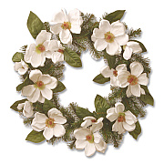 National Tree Company North Valley Spruce Magnolia Wreath, 24" Diameter x 3.5"h, White (NRV71324W)
