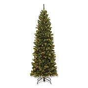 National Tree Company Pre-Lit North Valley Spruce Pencil Slim Tree, 30" x 30" x 78", Green Tree, Green Tree Stand (NRV735865)