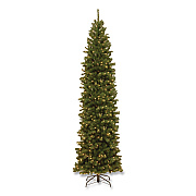 National Tree Company Pre-Lit North Valley Spruce Pencil Slim Tree, 40" x 40" x 108", Green Tree, Green Tree Stand (NRV735890)