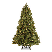 National Tree Company Pre-Lit Downswept Douglas Fir Tree, 49" x 49" x 78", Green Tree, Green Tree Stand (PEDD131265)