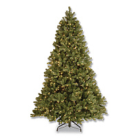 National Tree Company Pre-Lit Downswept Douglas Fir Tree, 59" x 59" x 90", Green Tree, Green Tree Stand (PEDD131275)