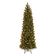 National Tree Company Pre-Lit Downswept Douglas Fir Pencil Slim Tree, 30" x 30" x 78", Green Tree, Green Tree Stand (PEDD439265)