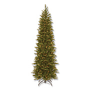 National Tree Company Pre-Lit Grande Fir Pencil Slim Tree, 30" x 30" x 78", Green Tree, Green Tree Stand (PEGF433465)