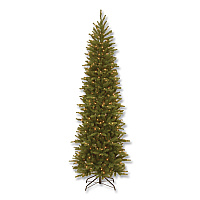 National Tree Company Pre-Lit Grande Fir Pencil Slim Tree, 30" x 30" x 78", Green Tree, Green Tree Stand (PEGF433465)