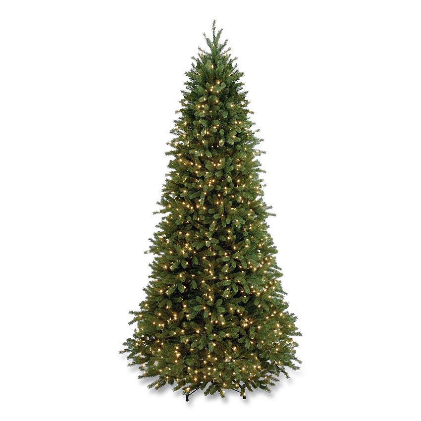 National Tree Company Pre-Lit Jersey Fraser Fir Slim Tree, 57" x 57" x 108", Green Tree, Green Tree Stand (PEJF130490)