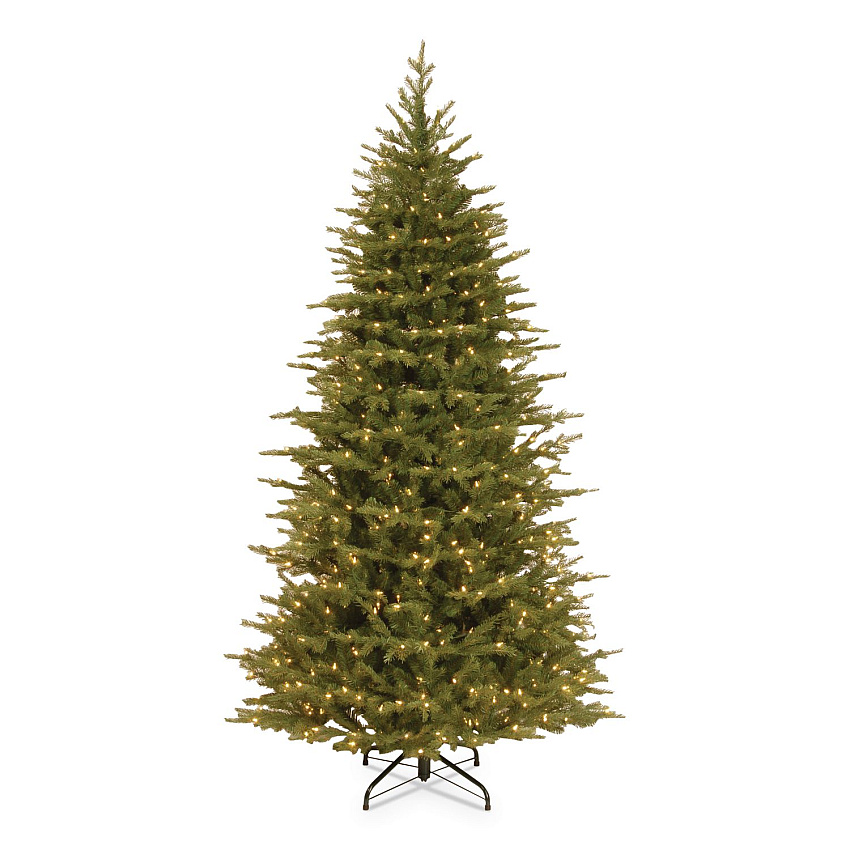 National Tree Company Pre-Lit Nordic Spruce Slim Tree, 44" x 44" x 78", Green Tree, Green Tree Stand (PENS132165)