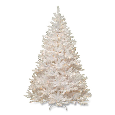 National Tree Company Pre-Lit Winchester Pine Tree, 52" x 52" x 78", White Tree, White Tree Stand (WCHW730065)
