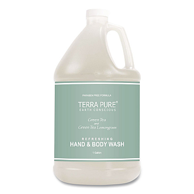 Diversified Hospitality Solutions Terra Pure Body Wash Gallon, Green Tea Lemongrass Scent, 1 gal Bottle (002294EA)