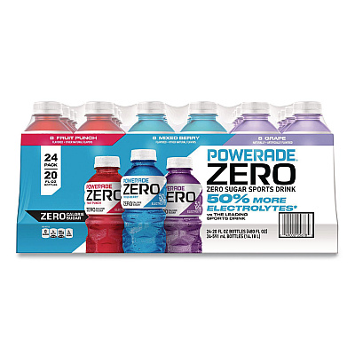Powerade Zero Sports Drink, Assorted Flavors, 20 oz, 24/Carton (22002679)