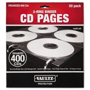 Vaultz Two-Sided CD Refill Pages for Three-Ring Binder, 8 Disc Capacity, Clear/Black, 50/Pack (VZ01415)