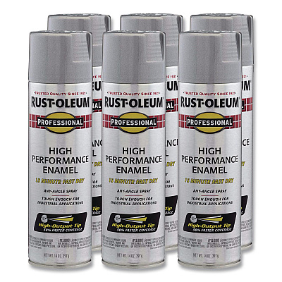 Rust-Oleum Professional Spray Paint, Metallic Aluminum, 14 oz Aerosol Can, 6/Carton (7515838CT)