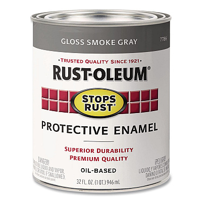 Rust-Oleum Stops Rust Brush-On Protective Enamel Paint, Gloss Smoke Gray, 1 qt Can, 2/Carton (7786502)