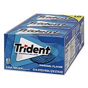 Trident Sugar-Free Gum, Original Mint, 14 Sticks/Pack, 15 Packs/Carton (22002639)